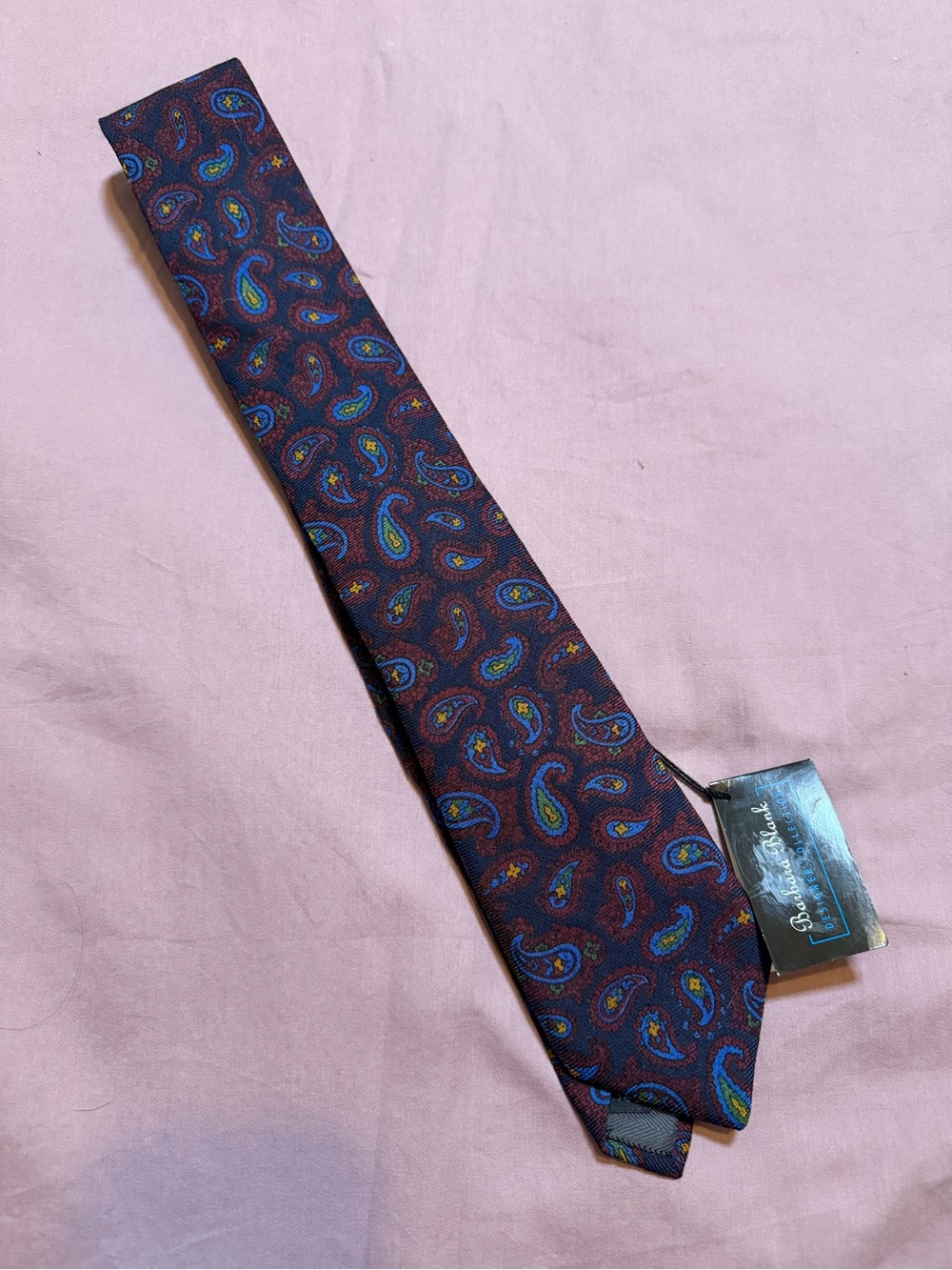 Barbara Blank NWT 100% Wool Paisley Tie Handmade NY